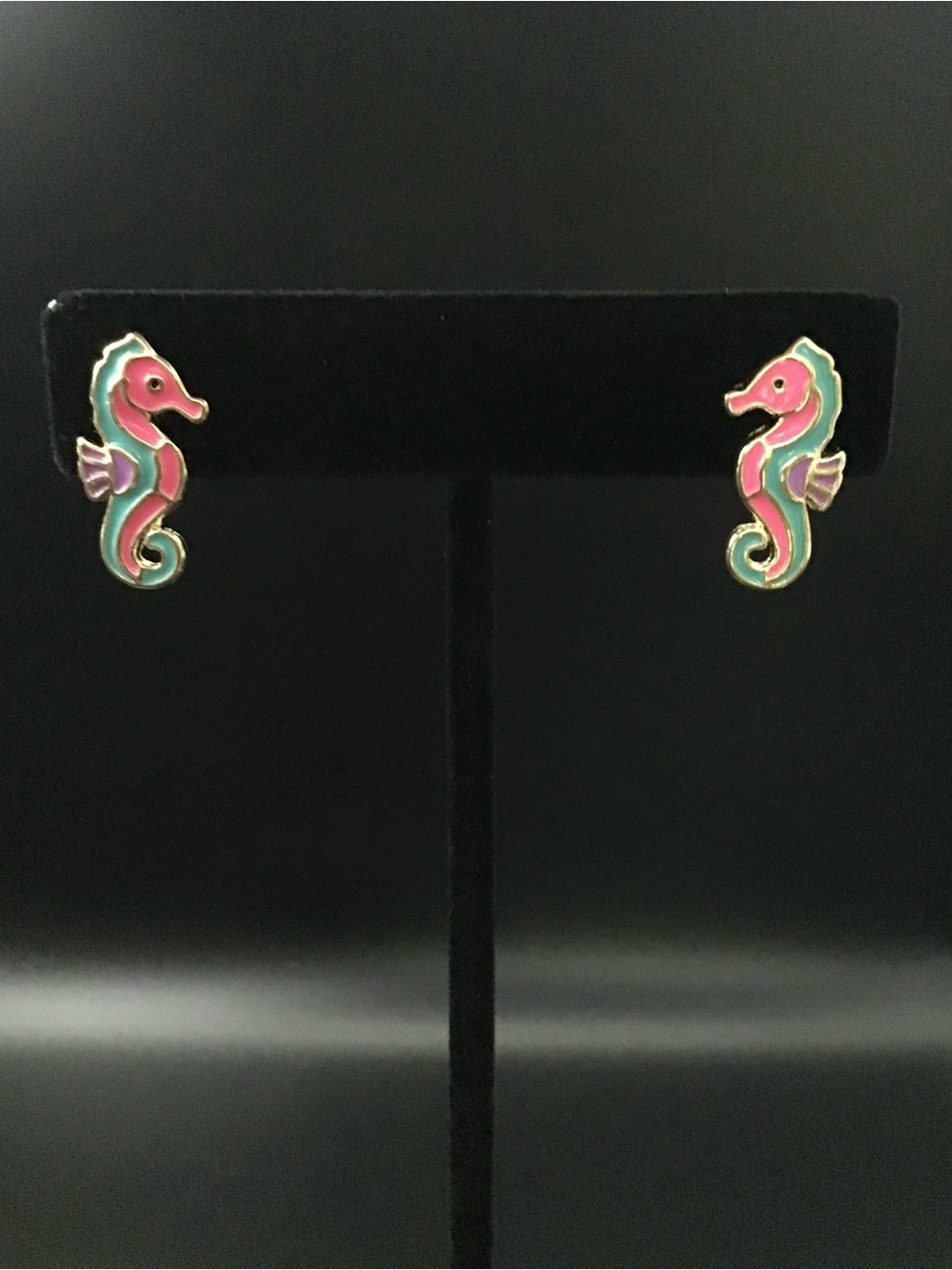 Enamel Seahorses Stud Earrings